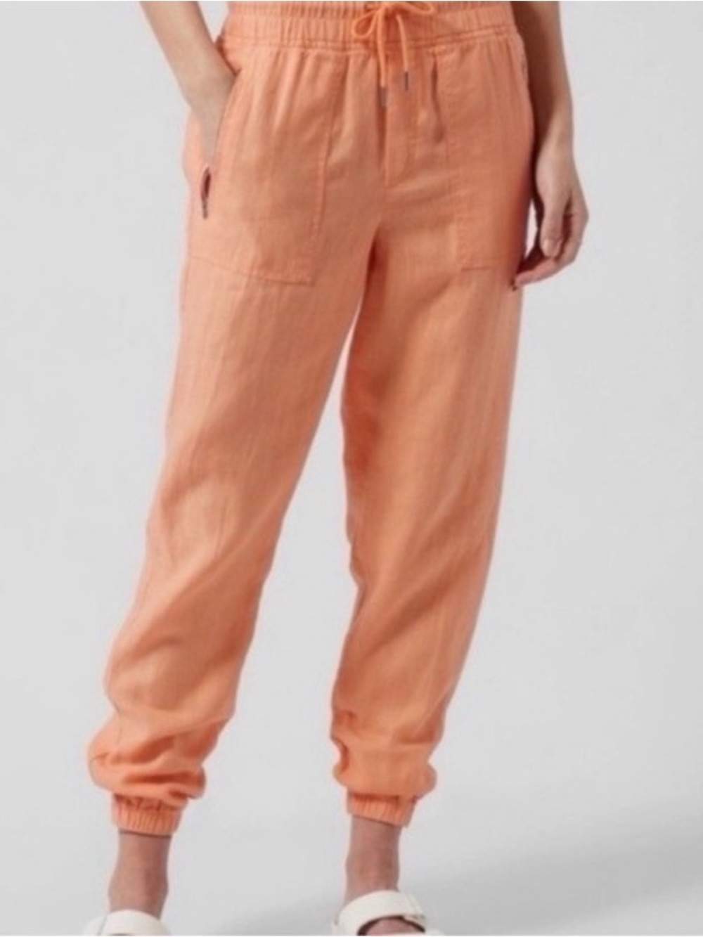 Athleta Peach Cabo Linen Drawstring Jogger Pants